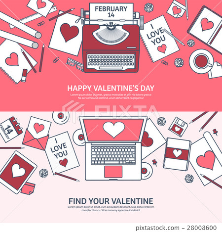 Love and heart. Lined vector illustration. Flat 28008600