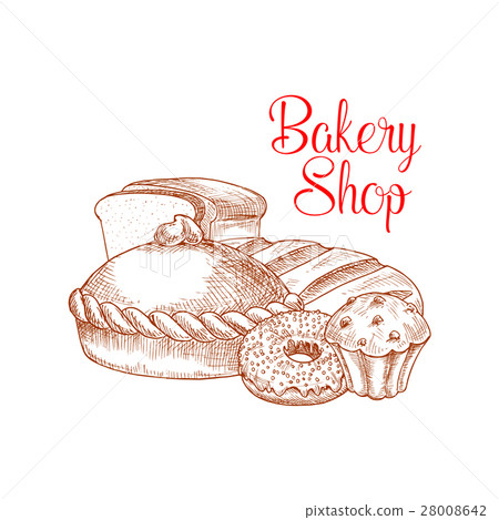 Bakery shop bread vector sketch poster 28008642