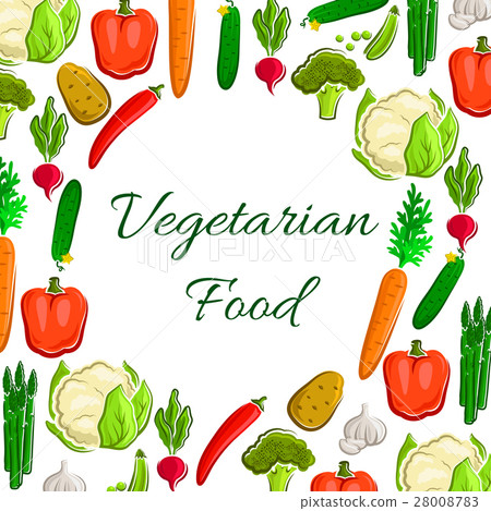 Vegetables poster, vegetarian vector veggies food 28008783
