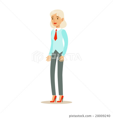 Old Woman In Vest With A Tie, Part Of Office 28009240