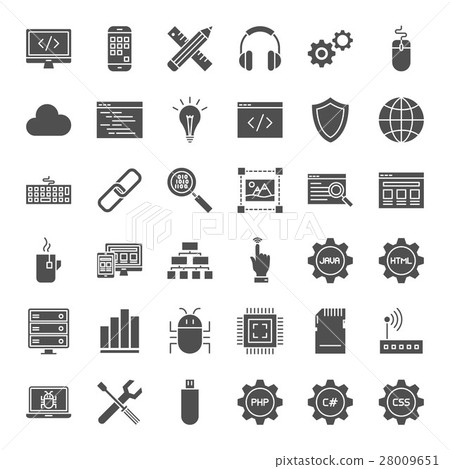 Programming Solid Web Icons - Stock Illustration [28009651] - PIXTA