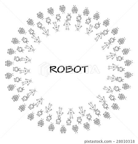 Robot doodle frame. - Stock Illustration [28010318] - PIXTA
