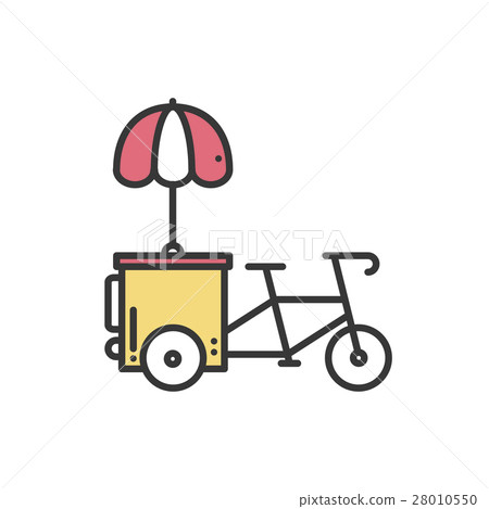 Street food retail thin line icon. Tricycle trade 28010550