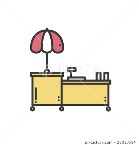 Street food retail thin line icon. Food trolley 28010554