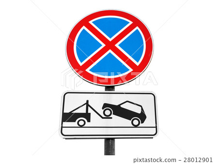 Standing prohibited, tow truck, isolated Standing prohibited, tow truck, isolated 28012901