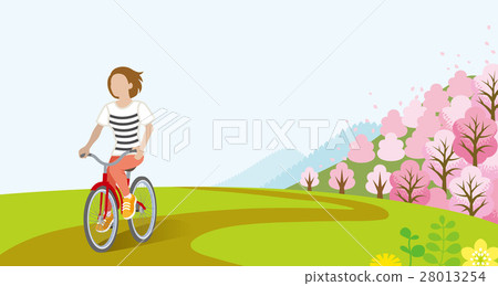 一個女人騎自行車女人的春天麻煩Bob Hair 28013254