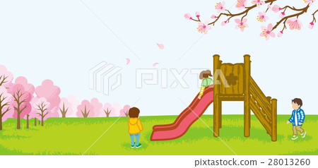 孩子們在幻燈片春天公園玩 28013260