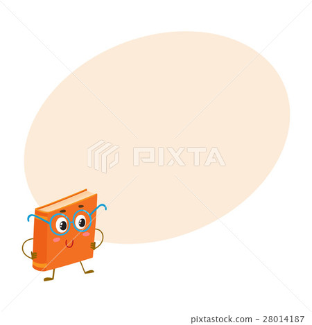 Funny orange book character in round blue nerdish 28014187