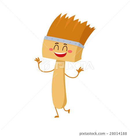 Funny happy smiling paint brush character 28014188