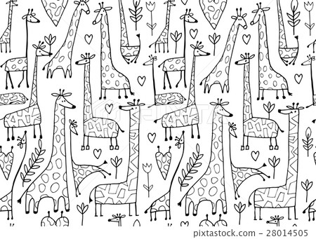 Funny giraffes sketch, seamless pattern your Funny giraffes sketch, seamless pattern your 28014505