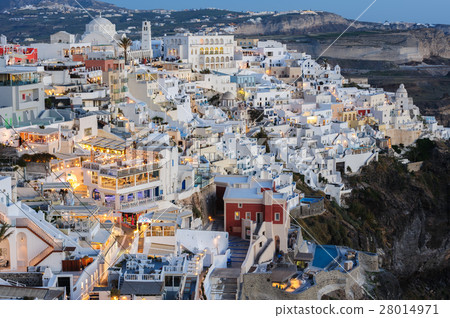 Illuminated Fira luxury decks after sunset 28014971