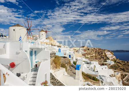 Windwill of Oia Santorini, Greece, copyspace 28015020