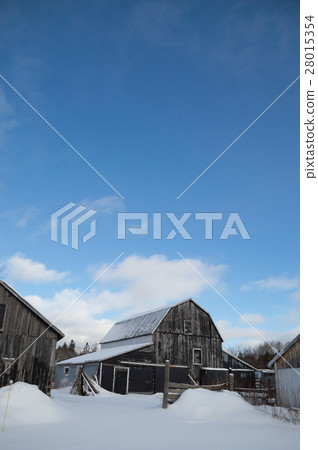 Old Barn and farm buildings on a sunny winter day 28015354