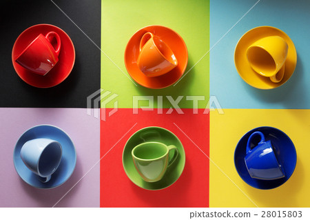 empty cup and saucer at colorful paper empty cup and saucer at colorful paper 28015803