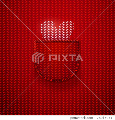 White knitted heart in red pocket White knitted heart in red pocket 28015954