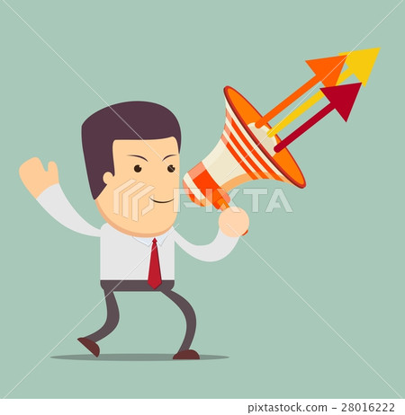 Young businessman with a megaphone Young businessman with a megaphone 28016222