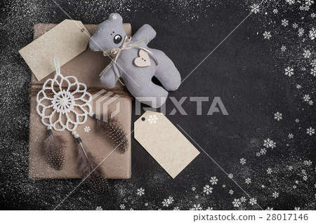 Christmas gifts on concrete background 28017146