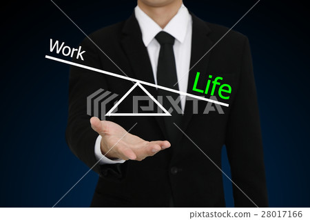 Businessman presenting work life balance Businessman presenting work life balance 28017166