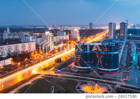Minsk, Belarus. Aerial Cityscape In Bright Blue 28017580