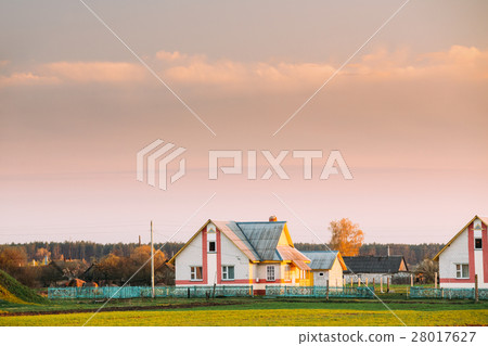 Typical Belarusian Or Russian Brick House In 28017627