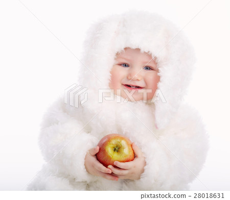 cute baby with rabbit costume 28018631