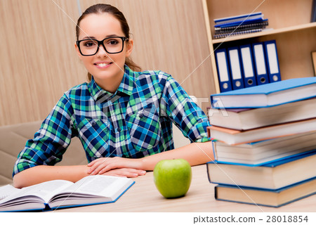 Young female student preparing for exams 28018854