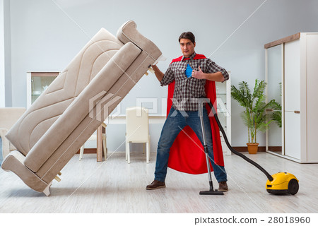 Super hero cleaner working at home Super hero cleaner working at home 28018960