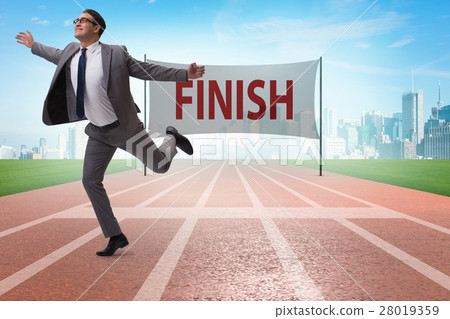 Businessman on the finishing line in competition 28019359