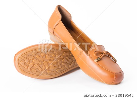 Pair of woman leather shoes, front view profile. Pair of woman leather shoes, front view profile. 28019545