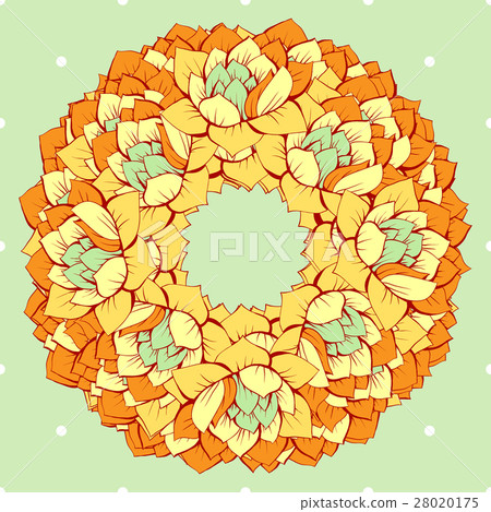 Floral yellow hand drawn vector wreath 28020175