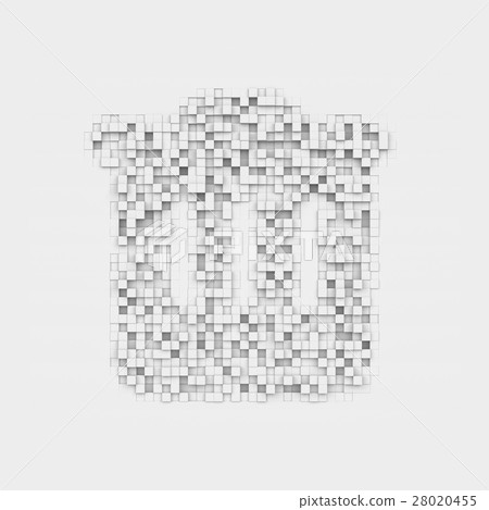 Rendering white recycle bin icon made up of many Rendering white recycle bin icon made up of many 28020455
