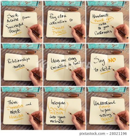 Photo collage of handwritten motivational messages 28021196