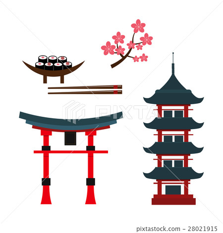 Beautiful travel landmarks chinese temple vector. 28021915