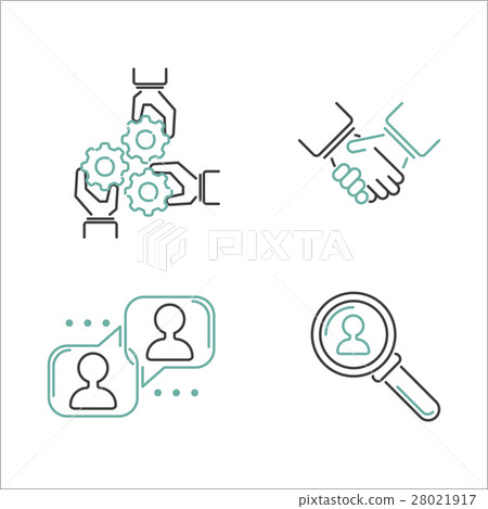 Business teamwork outline icons vector. 28021917