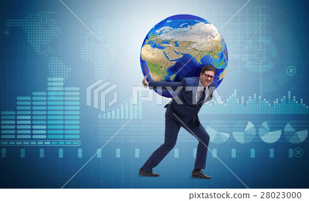 Businessman carrying Earth on his shoulders 28023000