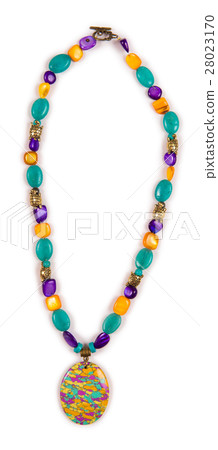 Elegant necklace isolated on white background Elegant necklace isolated on white background 28023170