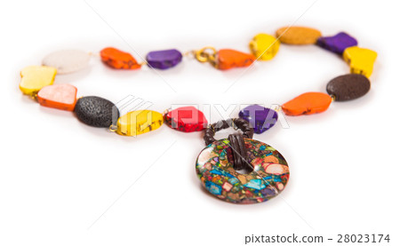 Elegant necklace isolated on white background Elegant necklace isolated on white background 28023174