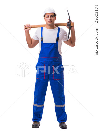 Man with axe isolated on the white Man with axe isolated on the white 28023179