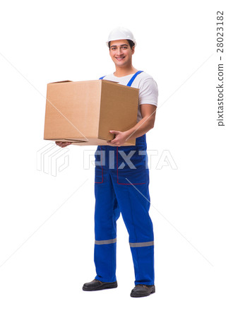 Man delivering box isolated on white Man delivering box isolated on white 28023182