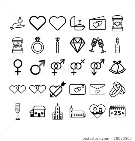 Vector icon set of wedding and engagement 28023503