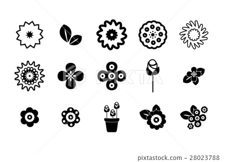 Vector icon set for flowers 28023788