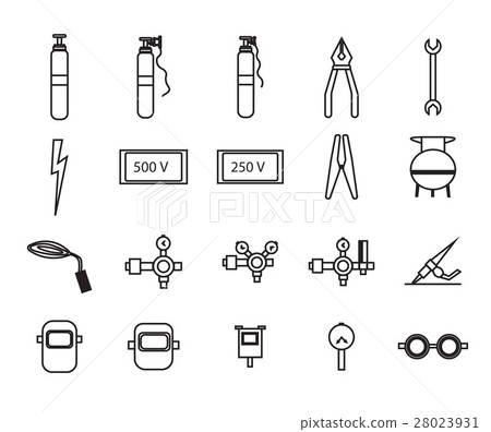 Vector icon set of welder equipment Vector icon set of welder equipment 28023931