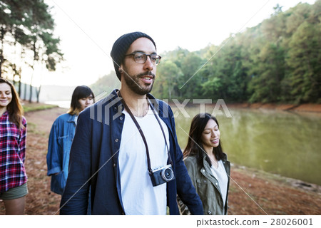 Friends Explore Nature Outdoors Concept Friends Explore Nature Outdoors Concept 28026001