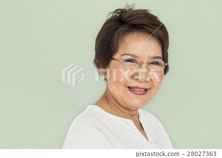 Senior Asian Woman Casual Studio Portrait Concept Senior Asian Woman Casual Studio Portrait Concept 28027363