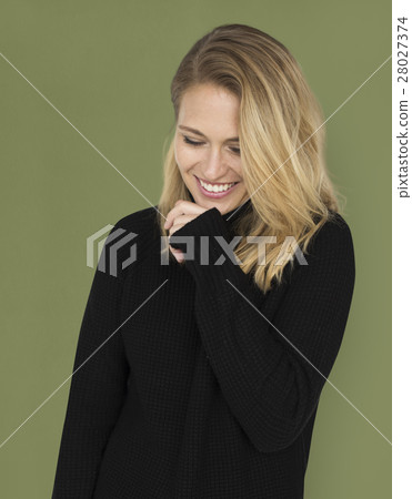 Woman Cheerful Studio Portrait Concept Woman Cheerful Studio Portrait Concept 28027374