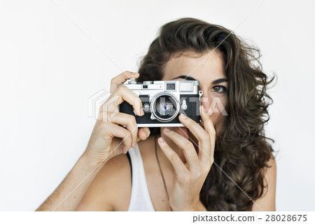 Woman Photographer Camera Focus Photography Concept 28028675