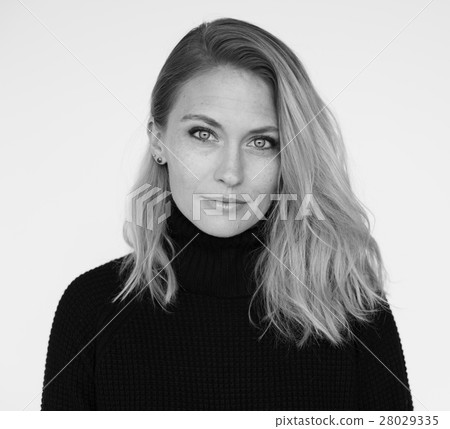Woman Serious Studio Portrait Concept 28029335