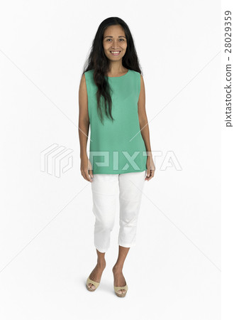 Woman Cheerful Studio Portrait Concept 28029359