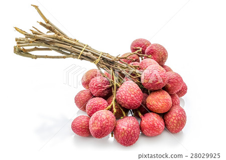 Isolated bunch of lychee on the white background Isolated bunch of lychee on the white background 28029925