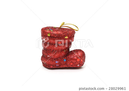 Isolated Red Santa's boot christmas on white Isolated Red Santa's boot christmas on white 28029961
